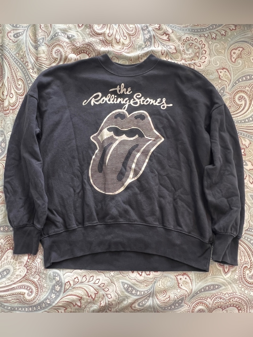Abercrombie Kids Rolling Stones Tongue Logo‎ Crewneck Sweatshirt Sz 15/16